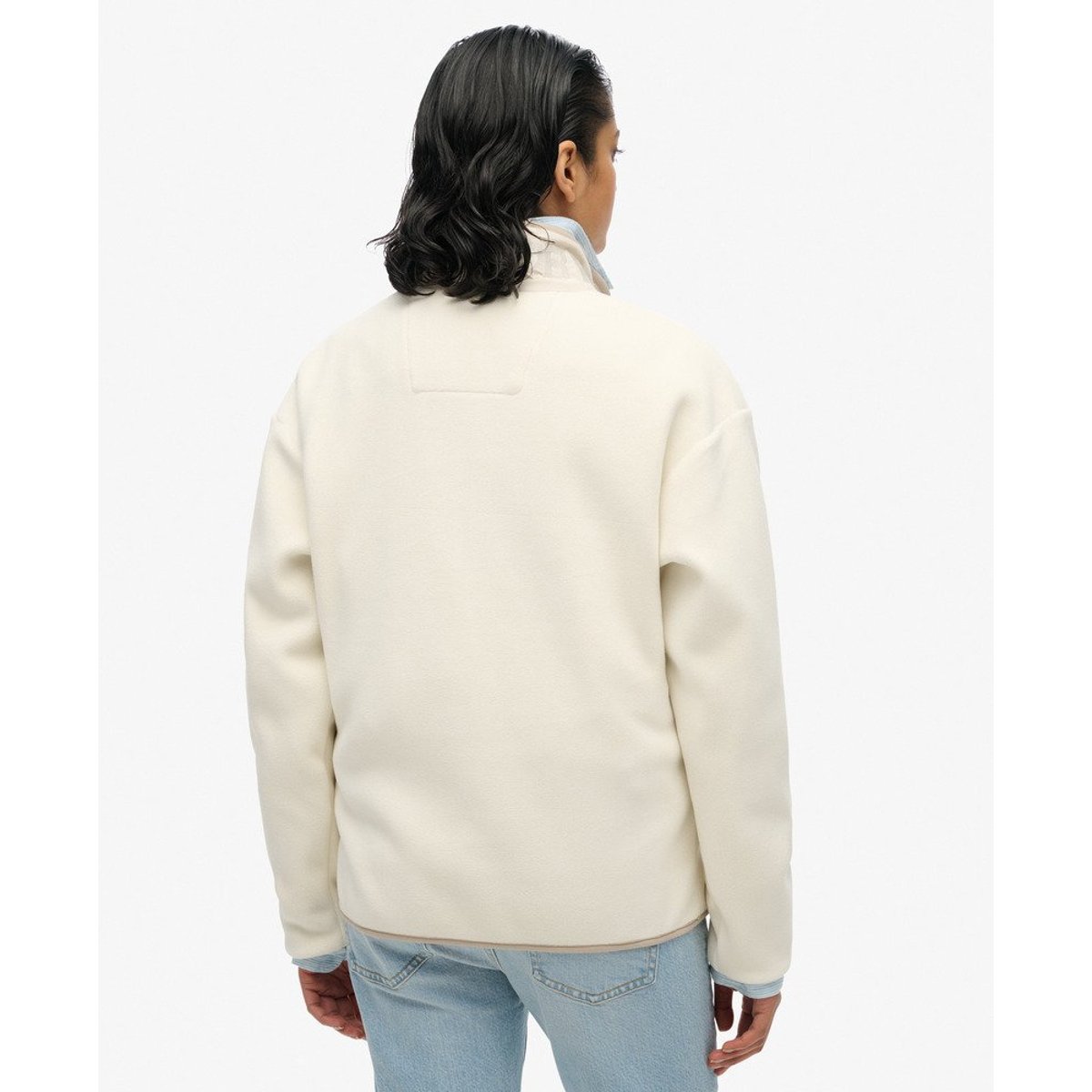 Polaire à demi-fermeture zippée Active riz blanc, SUPERDRY
