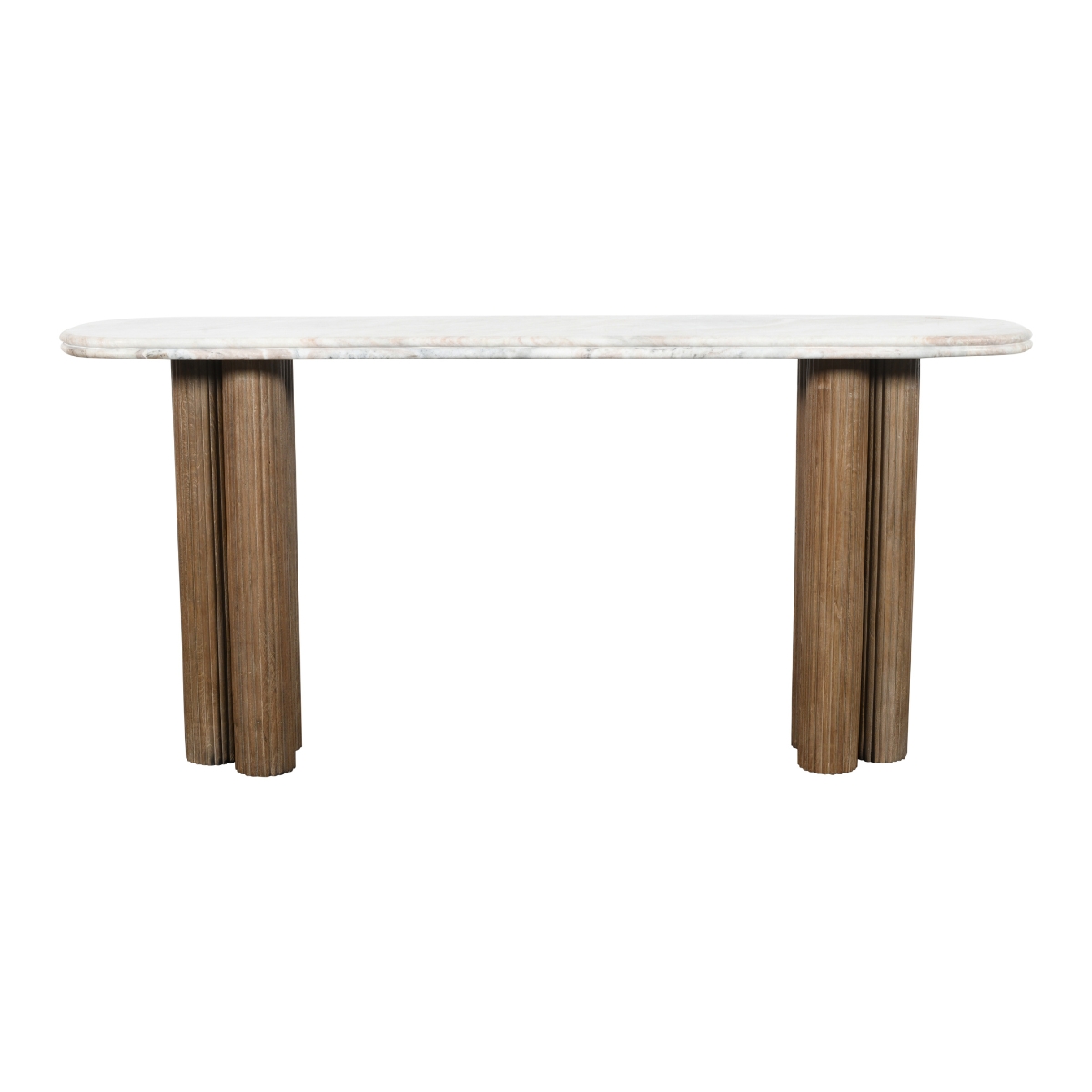 Console en bois massif et marbre BUREN bleu, SIGNATURE