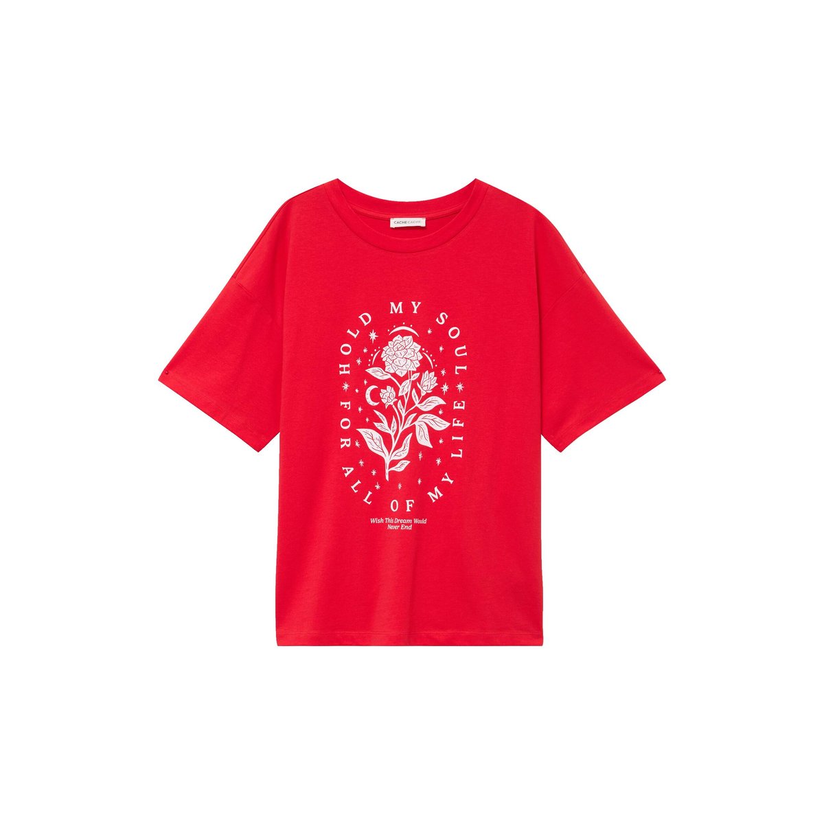 T-shirt oversize manches courtes rouge, CACHE CACHE