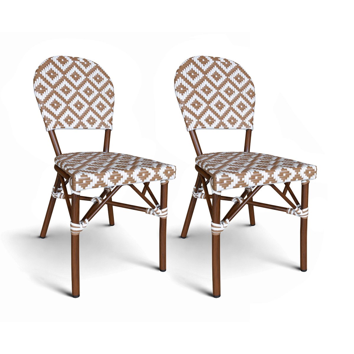 Lot de 2 chaises de terrasse effet rotin naturel, SCALA noisette, NOW'S HOME
