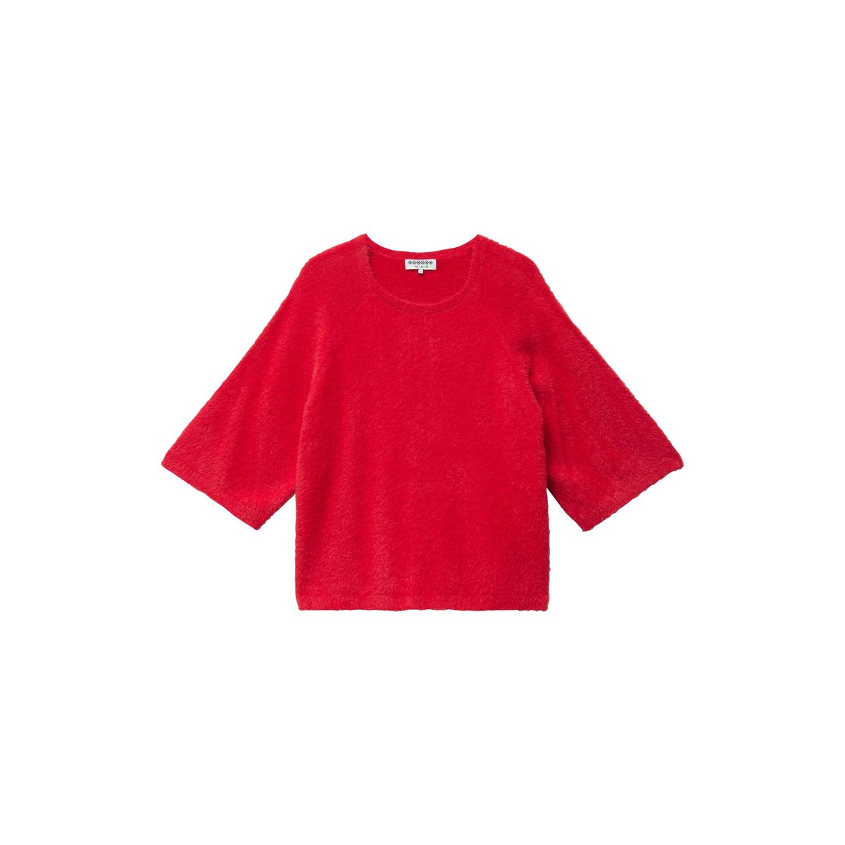 Pull droit manches 3/4 col rond rouge, BONOBO