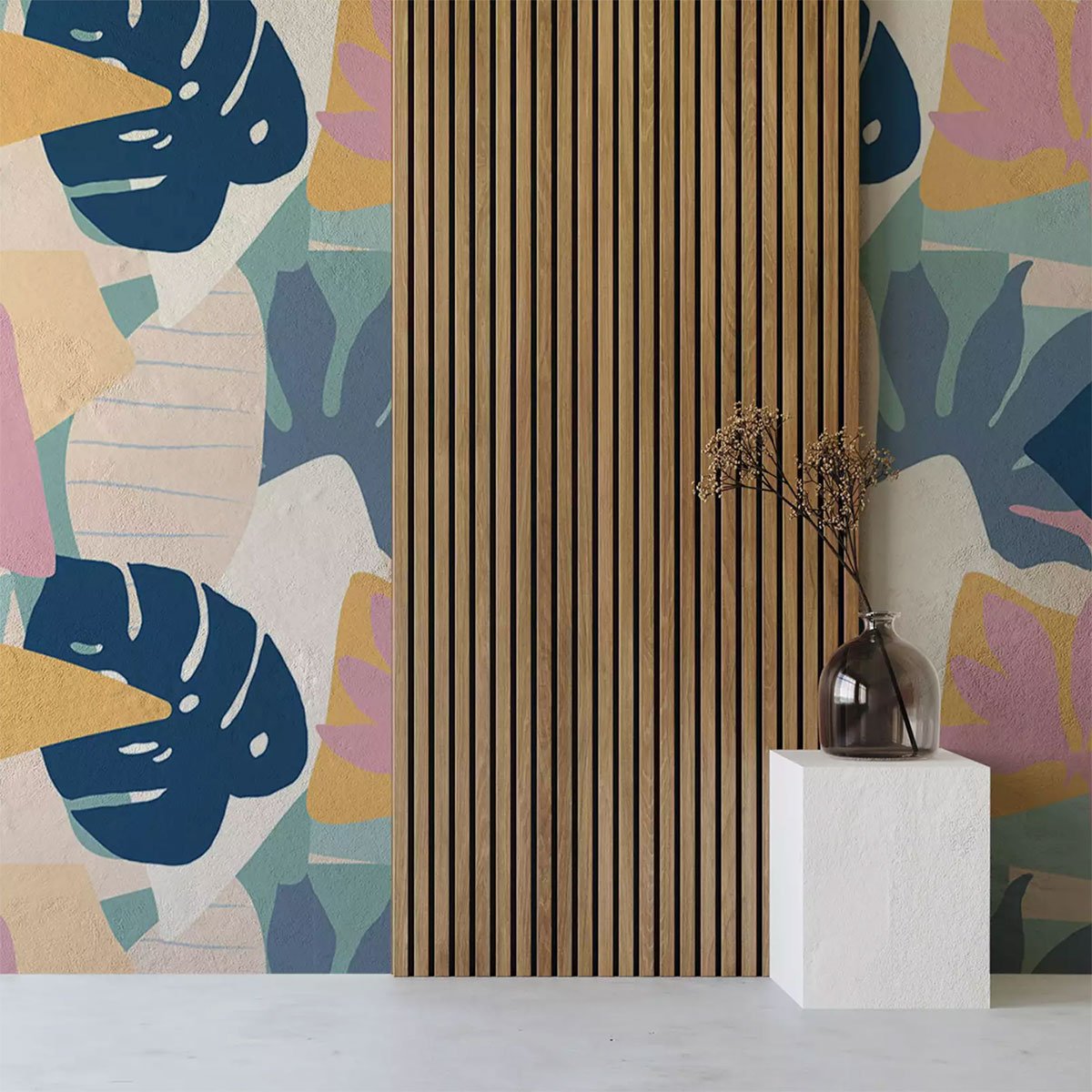 Papier peint monstera pastel intissé, HEXOA