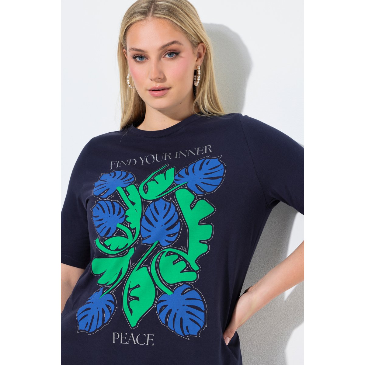 T-shirt motif feuilles marine, ULLA POPKEN