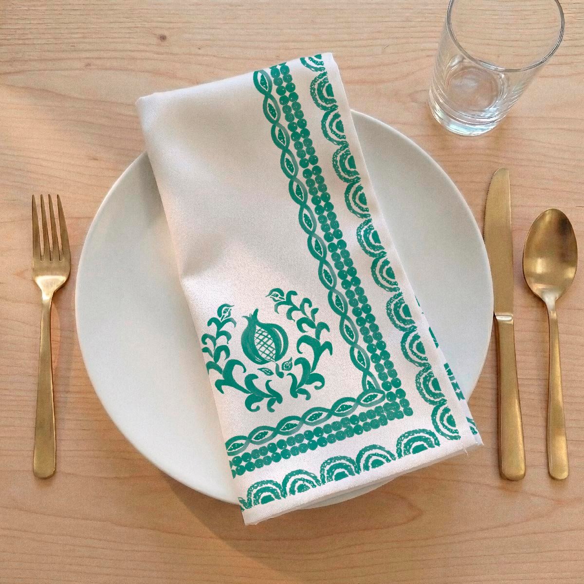 Lot de 4 serviettes en coton 100% Mosaic vert, NAF NAF HOME