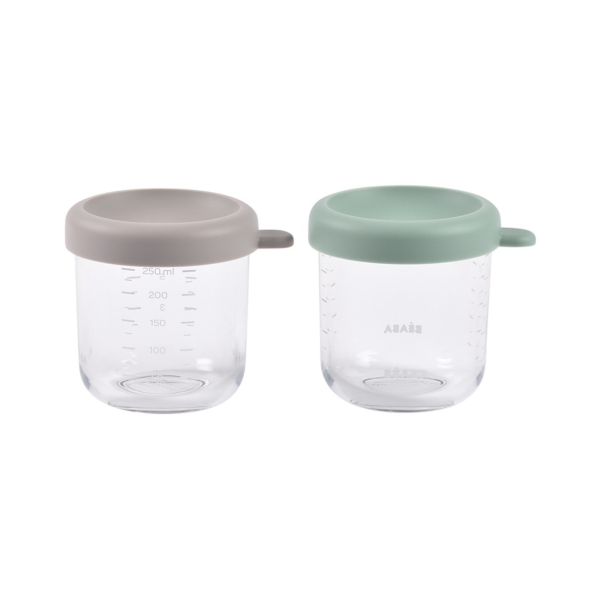 Lot de 2 portions repas en verre 250 ml vert sauge/gazelle, BEABA
