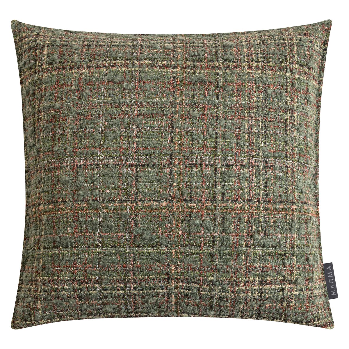 Housse de coussin jacquard chiné ELLA vert et multicolore chiné, MAGMA HEIMTEX