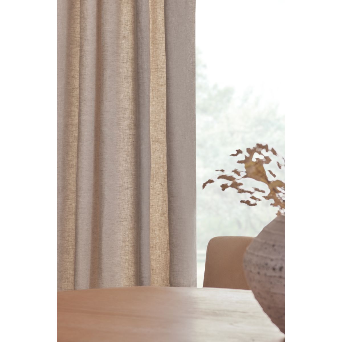 Rideaux doublés lin à plis n. premium naturel, NEXT