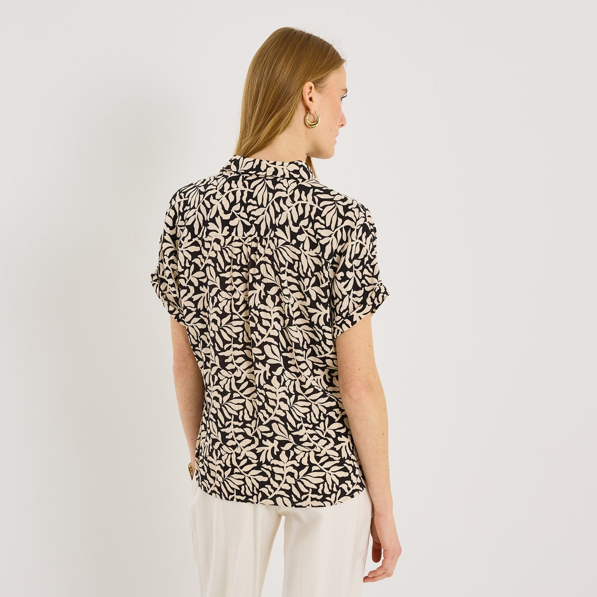 Chemise fluide imprimé bicolore noir, GRAIN DE MALICE