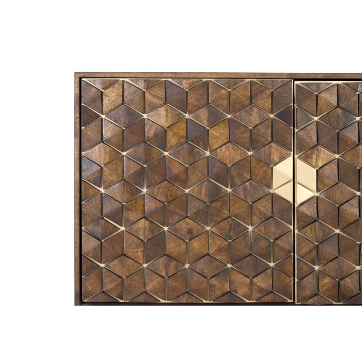 Bahut 3 tiroirs 2 portes Bois Marron - marron, DECORATION D’AUTREFOIS
