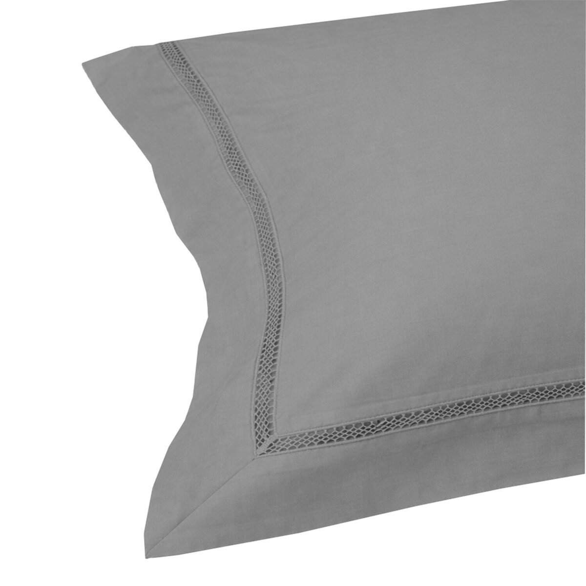Parure housse de couette en coton 120 fils brodé gris, C DESIGN HOME TEXTILE