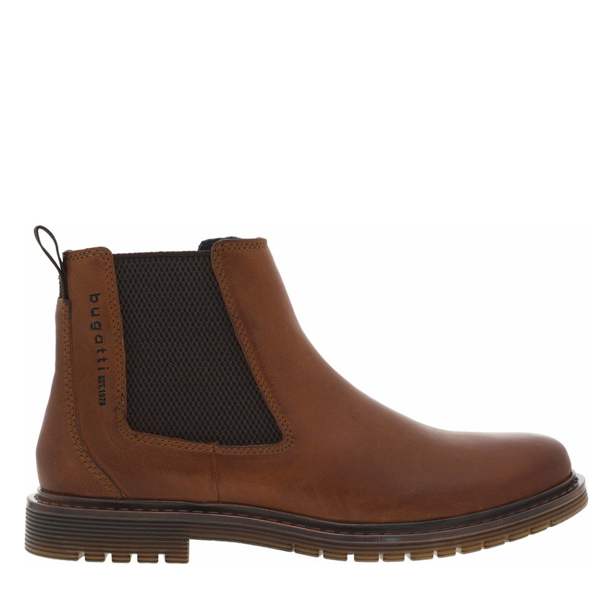Boots cuir talon décroché bas marron, BUGATTI
