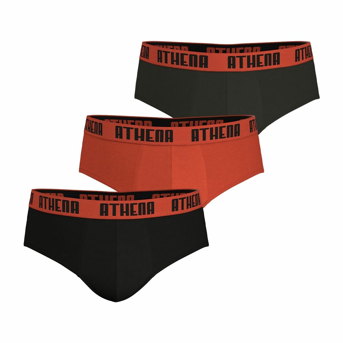 Lot de 3 slips BASIC COLOR noir + rouge + noir, ATHENA
