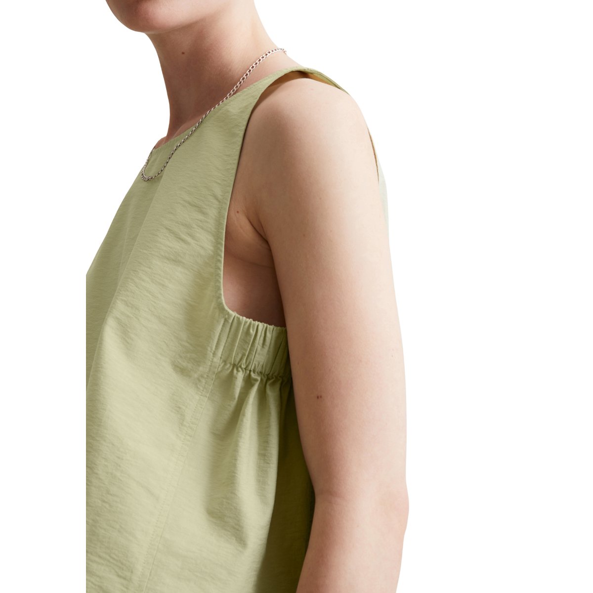 Top chemisier regular cropped en mélange de coton organique vert, MARC O’POLO DENIM