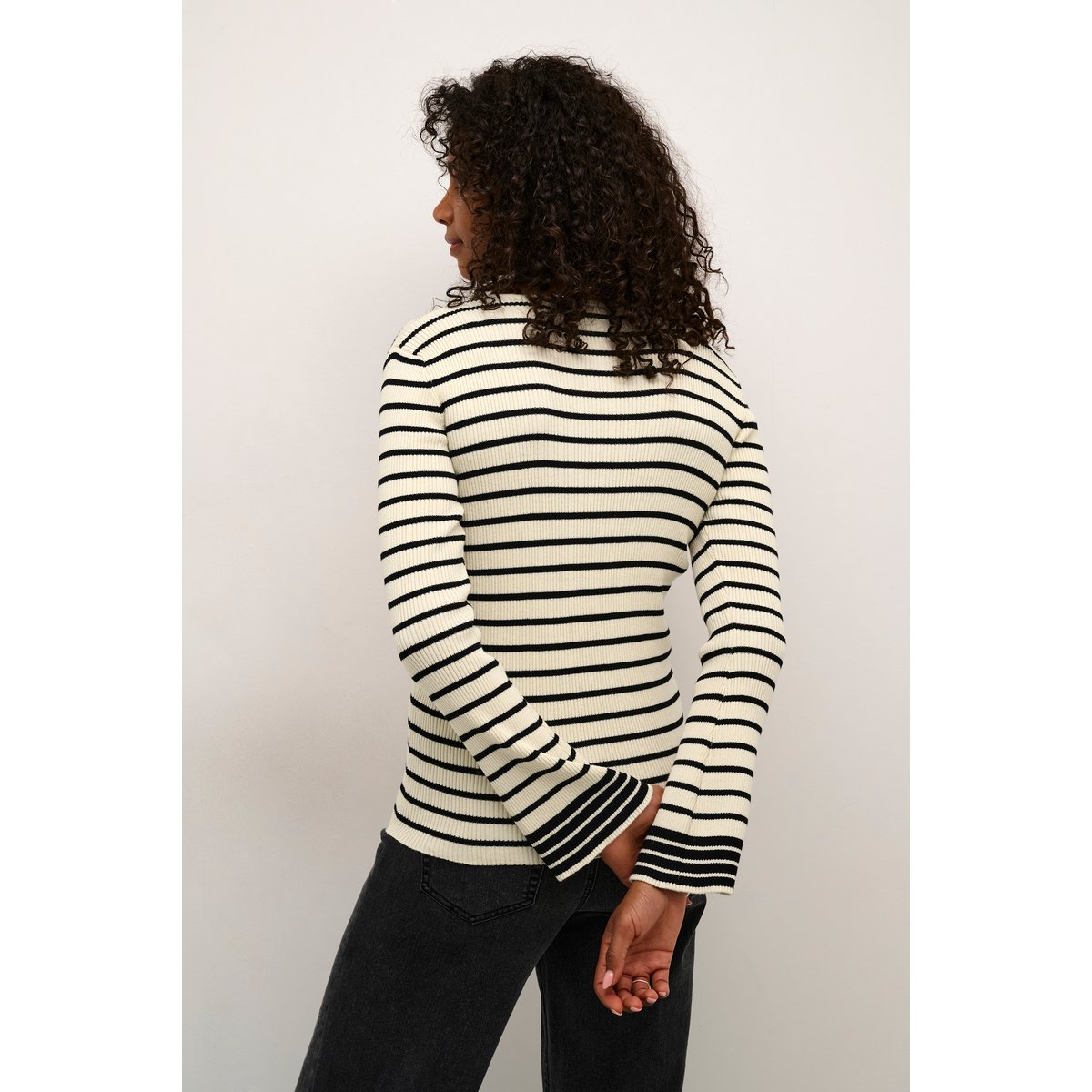 Knitted pullover blanc turtledove/noir rayé, KAFFE