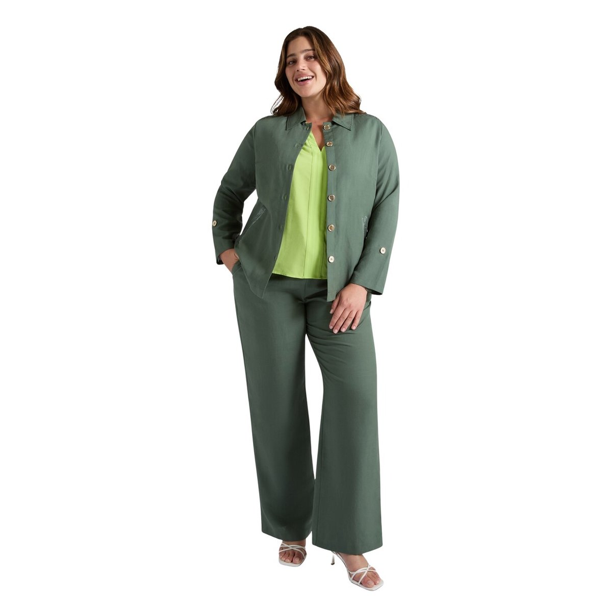Chemise oversize avec broderie verde militare, FIORELLA RUBINO