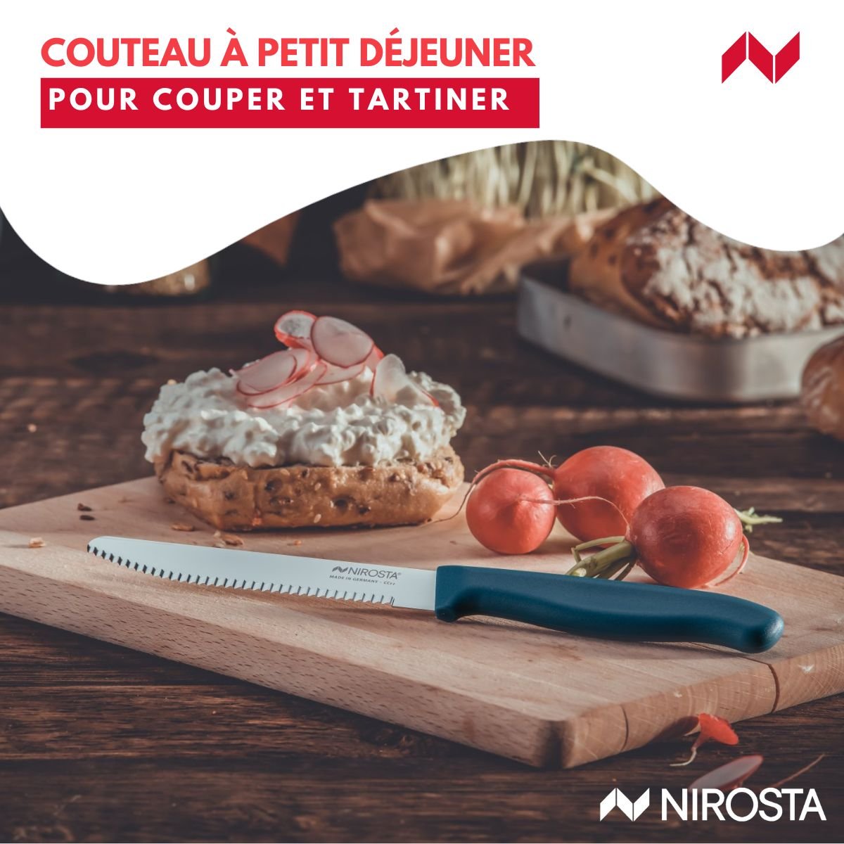 Couteau petit-déjeuner 22,5 cm ELEMENTAL bleu, NIROSTA