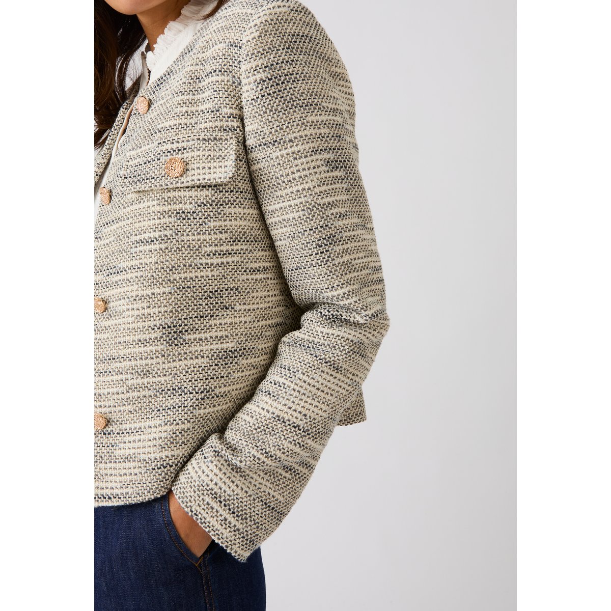 Veste effet tweed multicolore ecru, DAMART