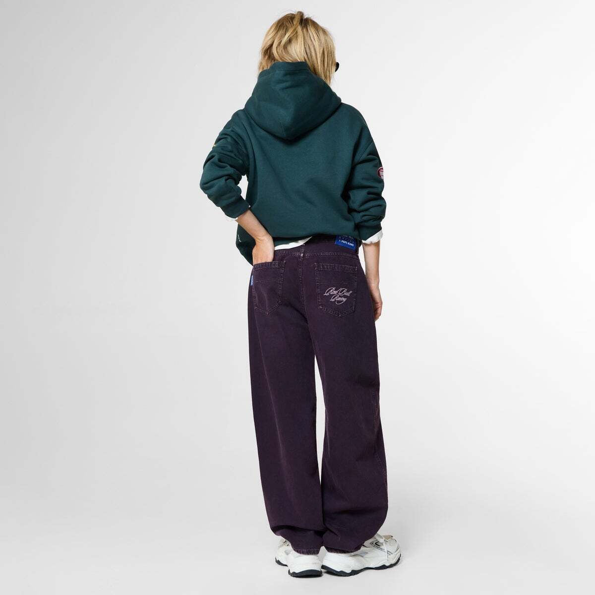 Jean Coupe Large Effet Ballon rouge bourgogne, PEPE JEANS