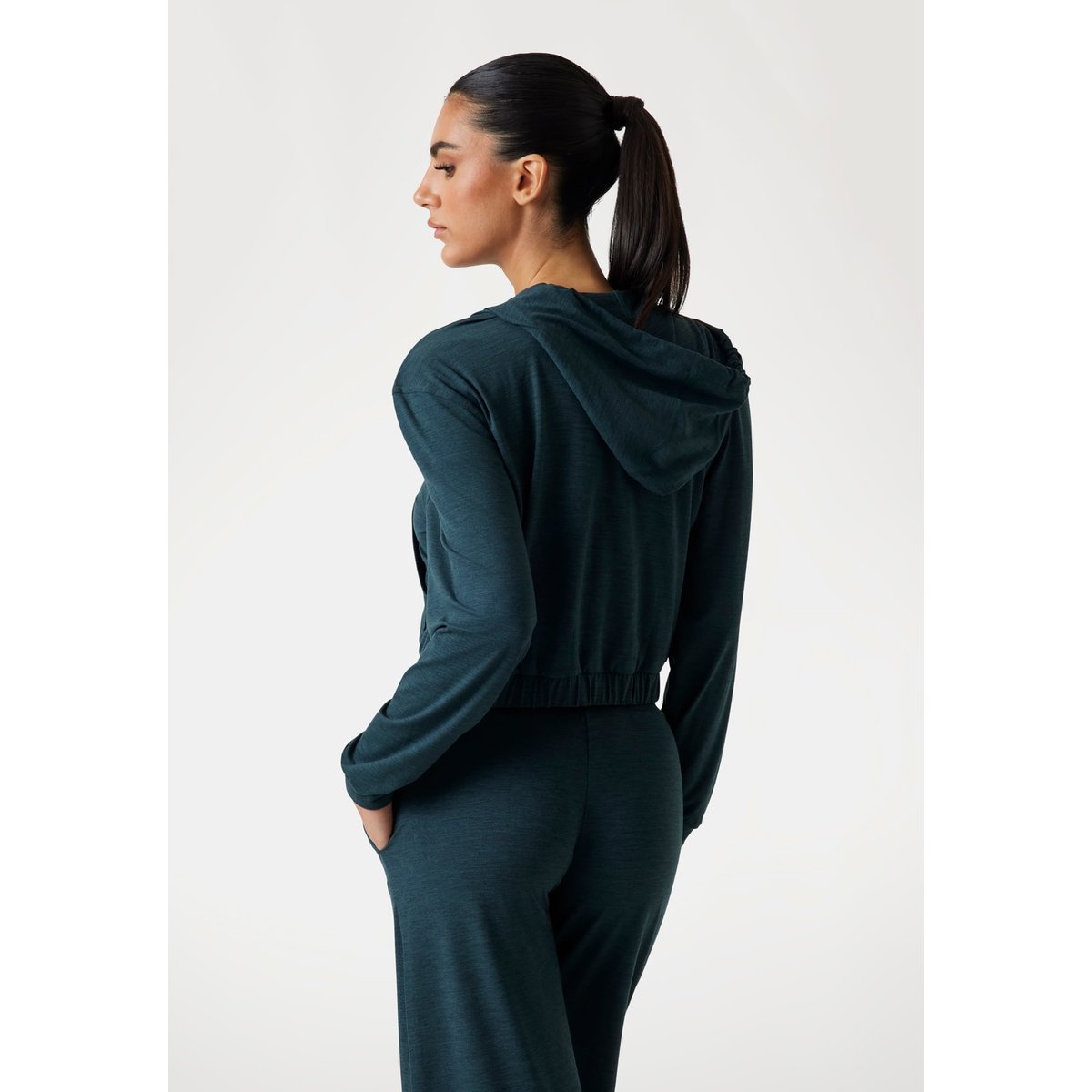 Sweat-Shirt Zippé Capuche vert foncé, GUESS