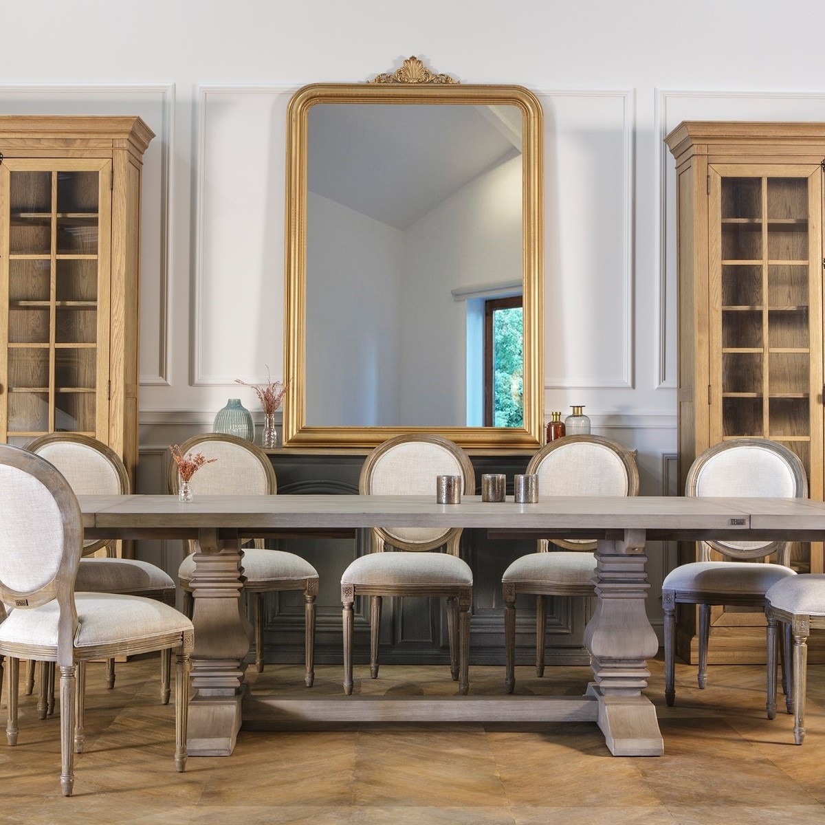 Miroir 177 x 117 style classique, cadre en pin AMANDINE or, ROBIN DES BOIS