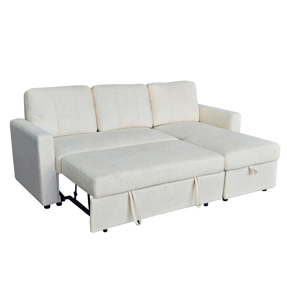 Nexis Soft Wool 3 Seater Corner Sofa Bed with Storage Chaise (Right Facing) natural, ASPIRE