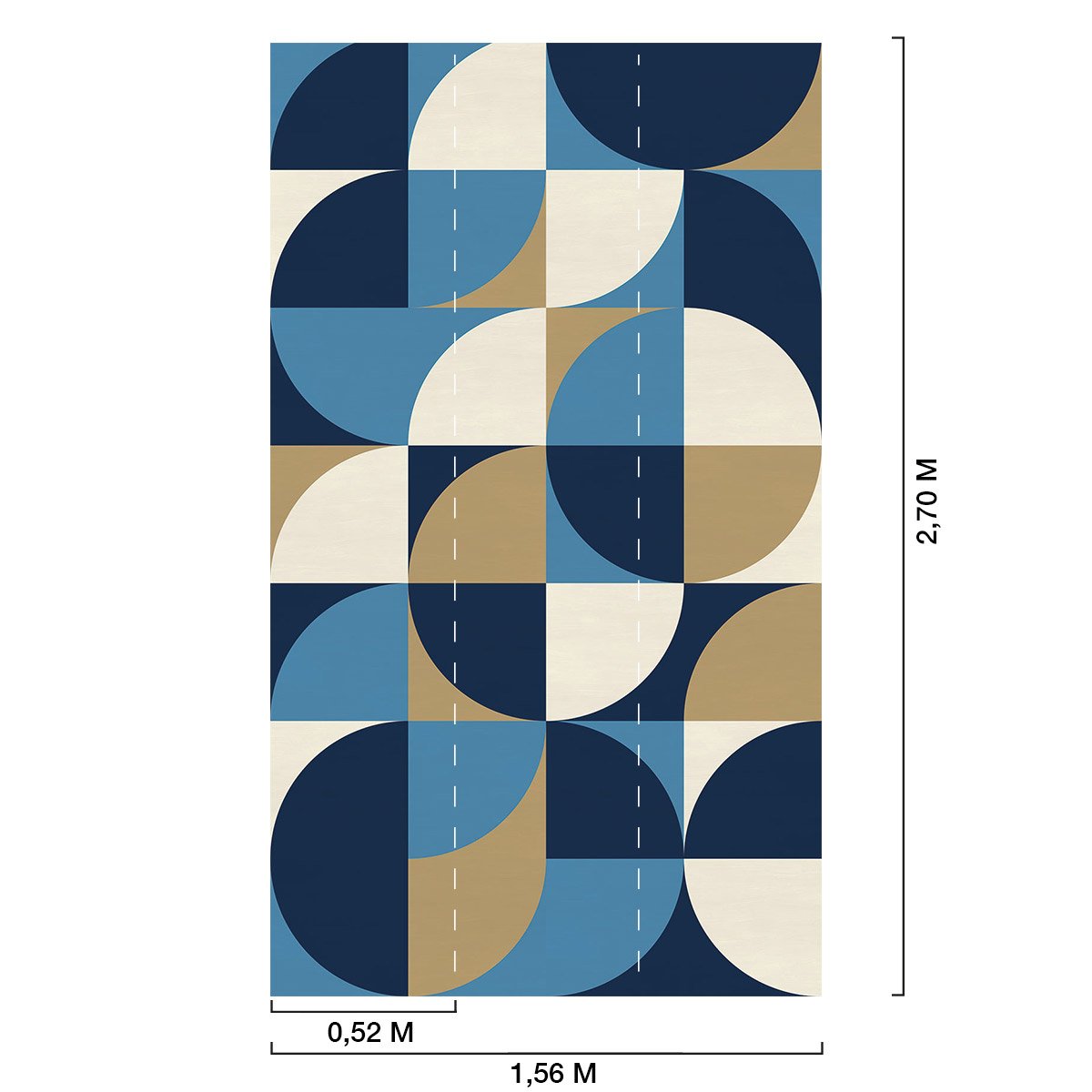 Papier peint, circulaire chambre bleu, HEXOA