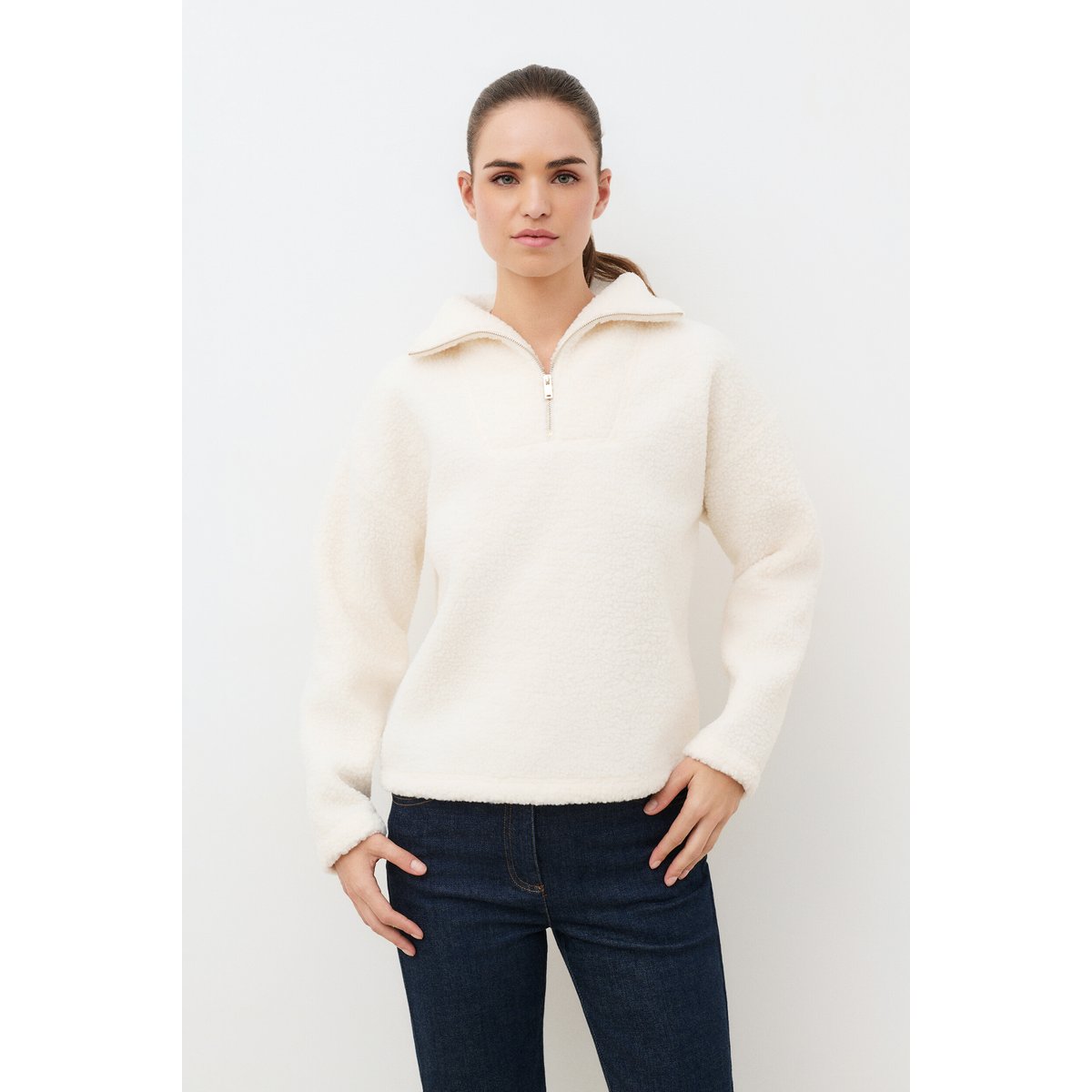Sweat droit col camionneur TLEANDRO ecru, CAROLL