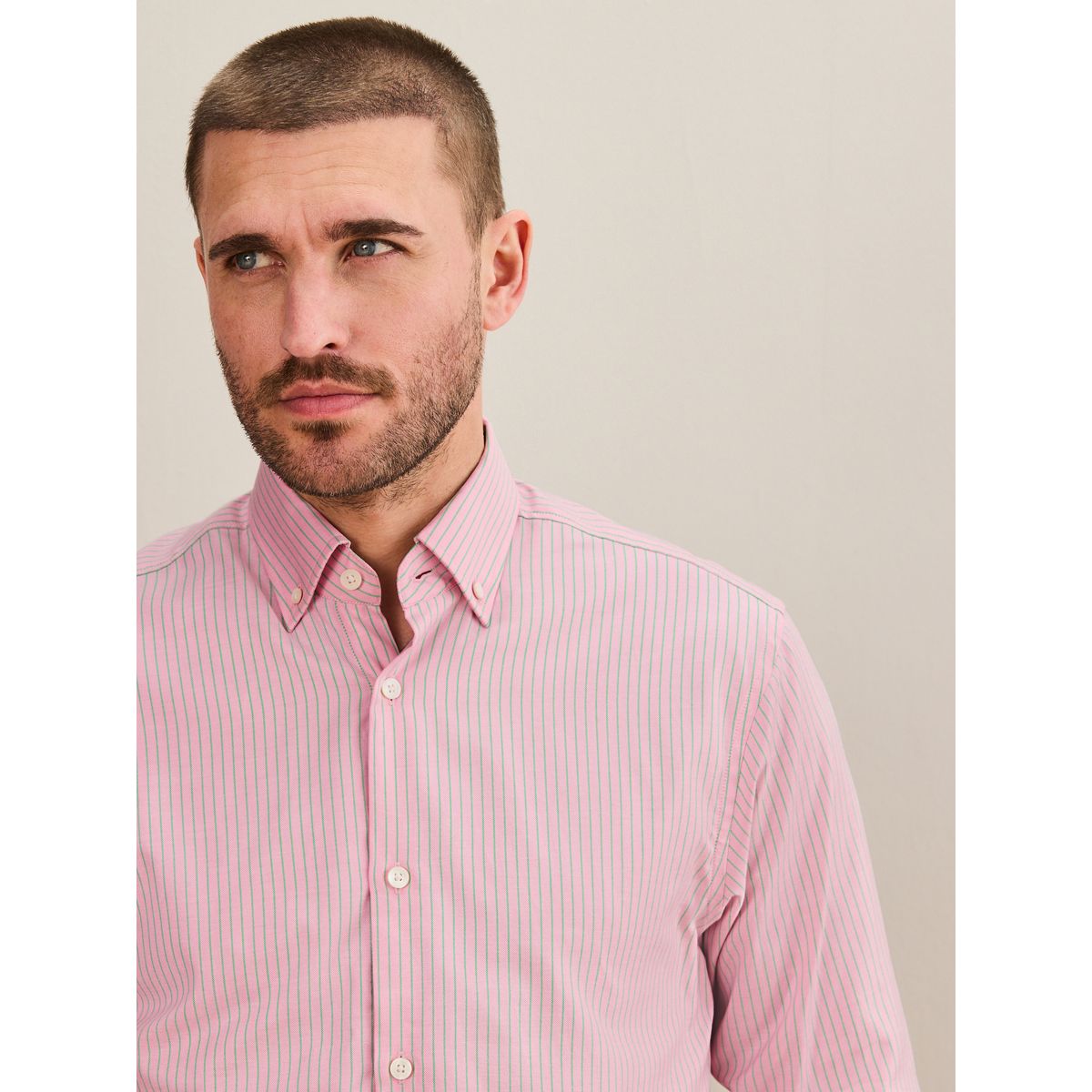 Chemise habillée en coton à col boutonné signature rose/vert, NEXT