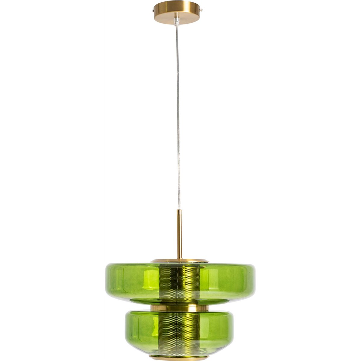 Lustre art déco en cristal finition striée vert cristal strié doré, RECOLLECTION