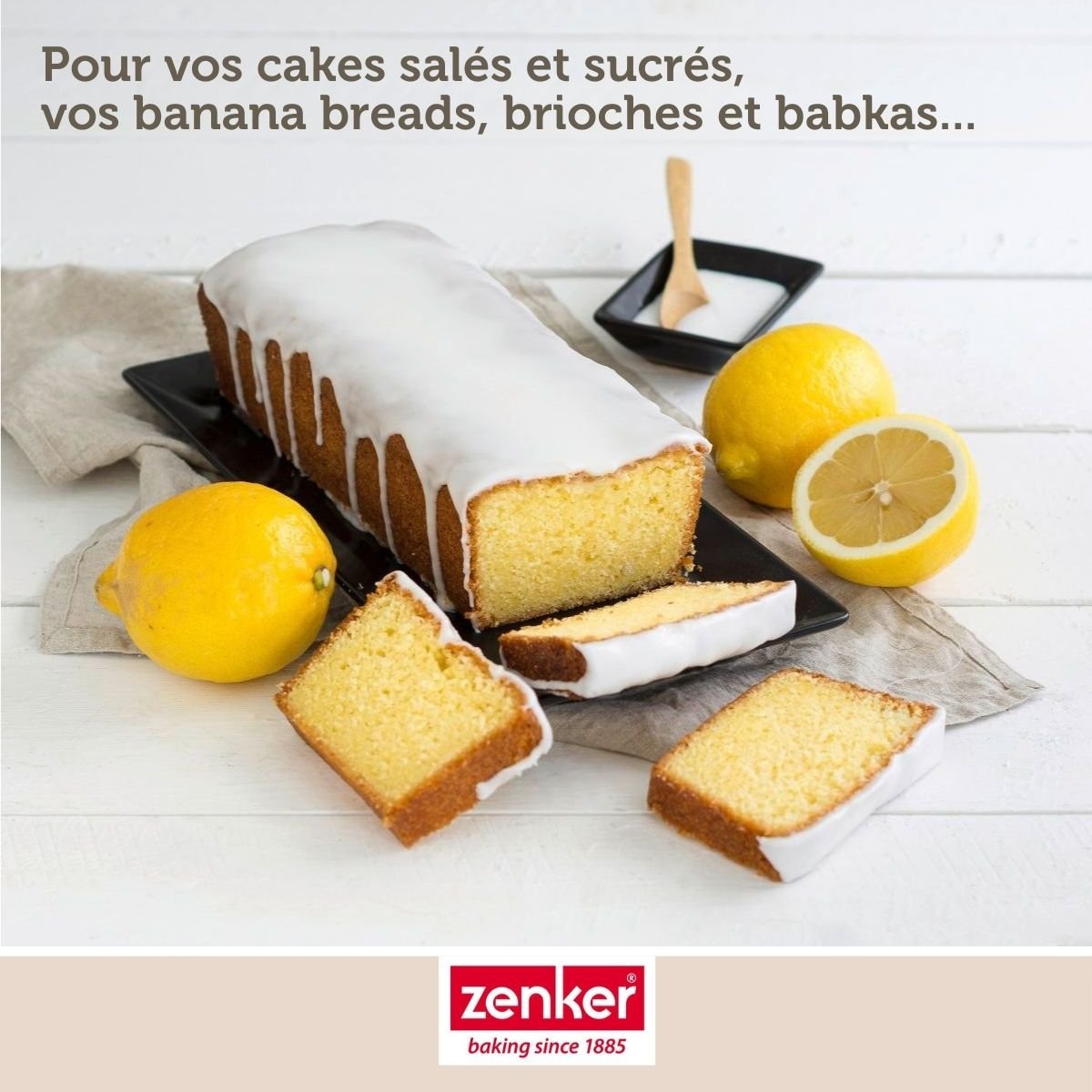 Set pâtisserie moule à cake 25 cm, 2 bols à mixer, verre noir, ZENKER
