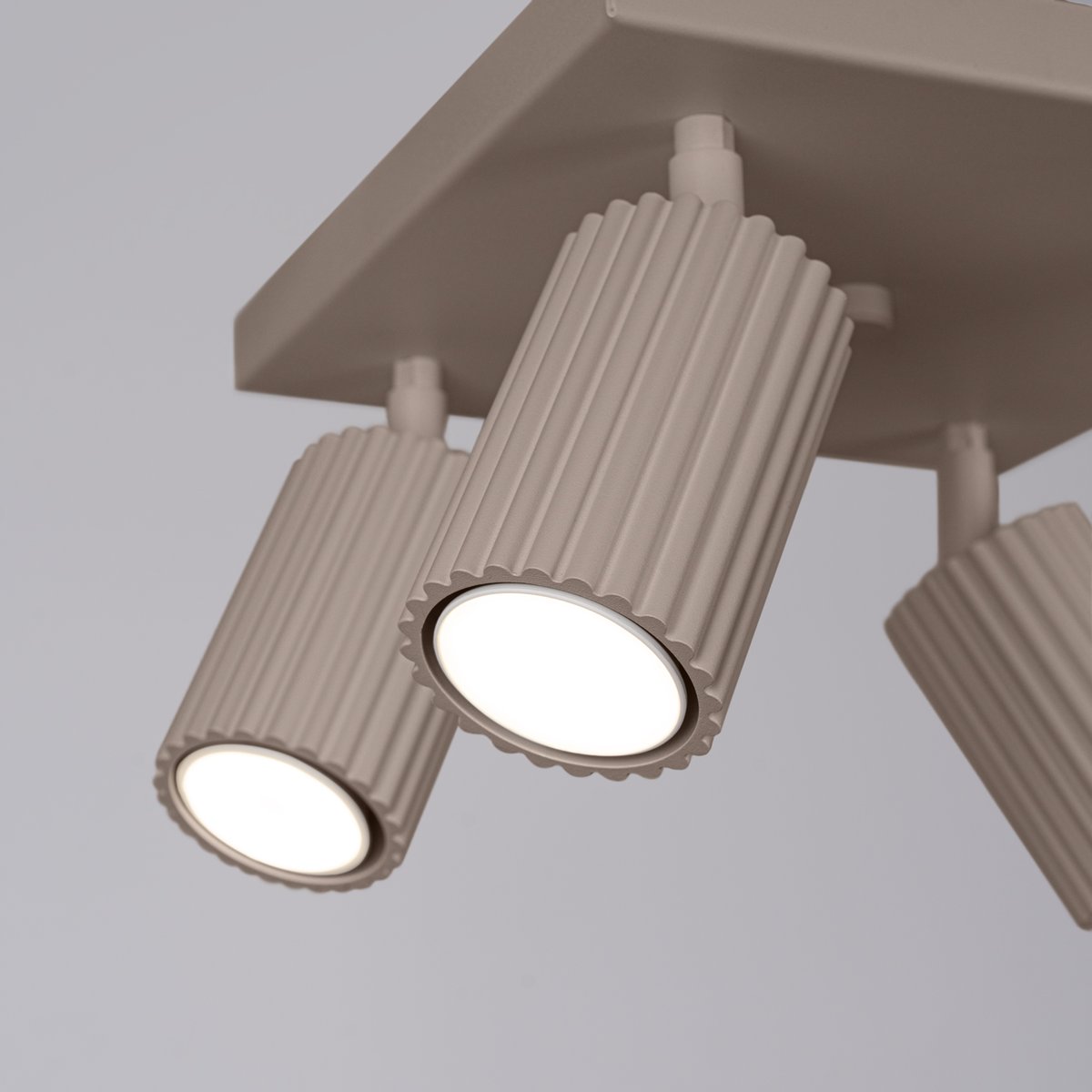 Plafonnier Aluminium Taupe GU10 4 Karbon marron, EDEN