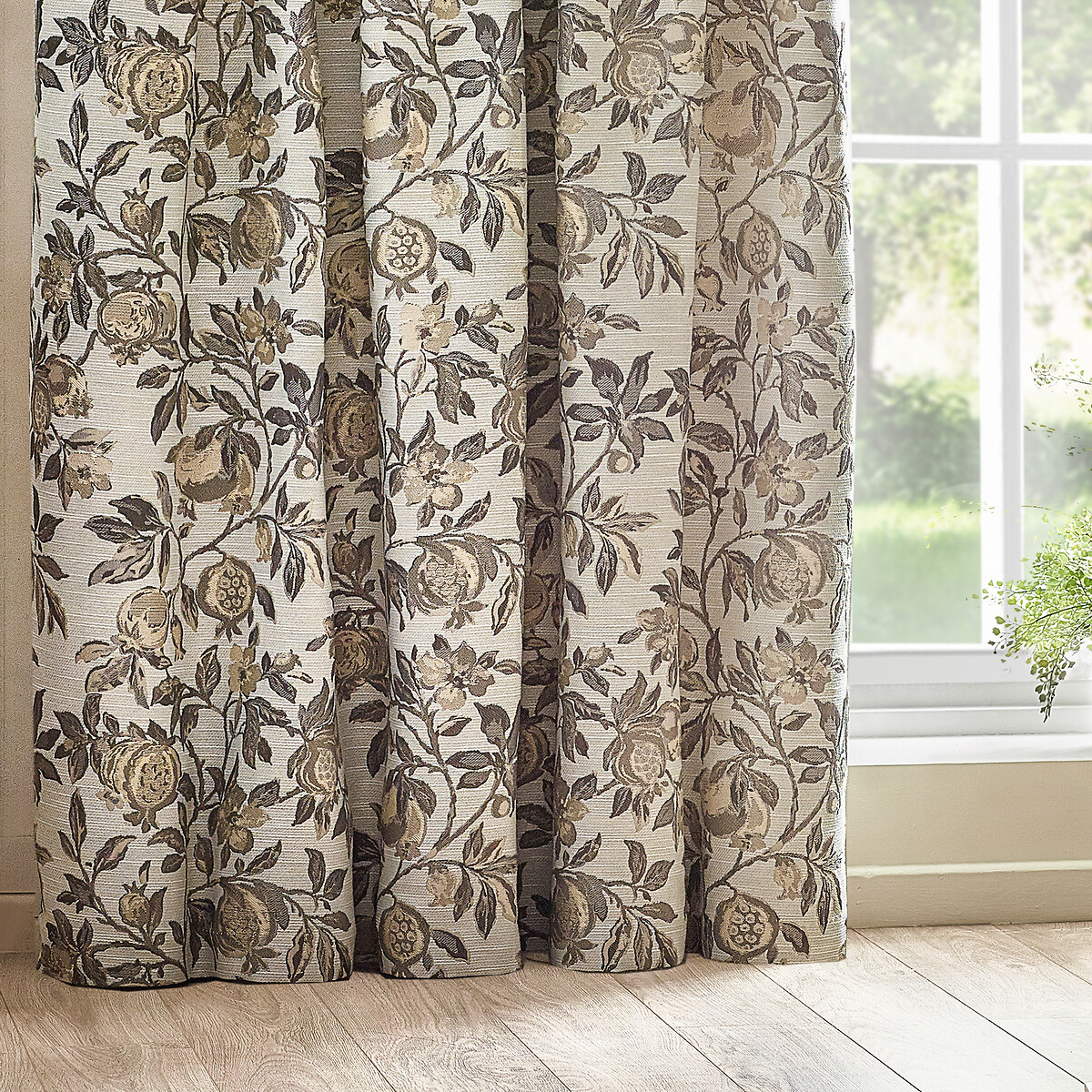 Pomegranate Jacquard Pencil Pleat Curtains natural, WYLDER