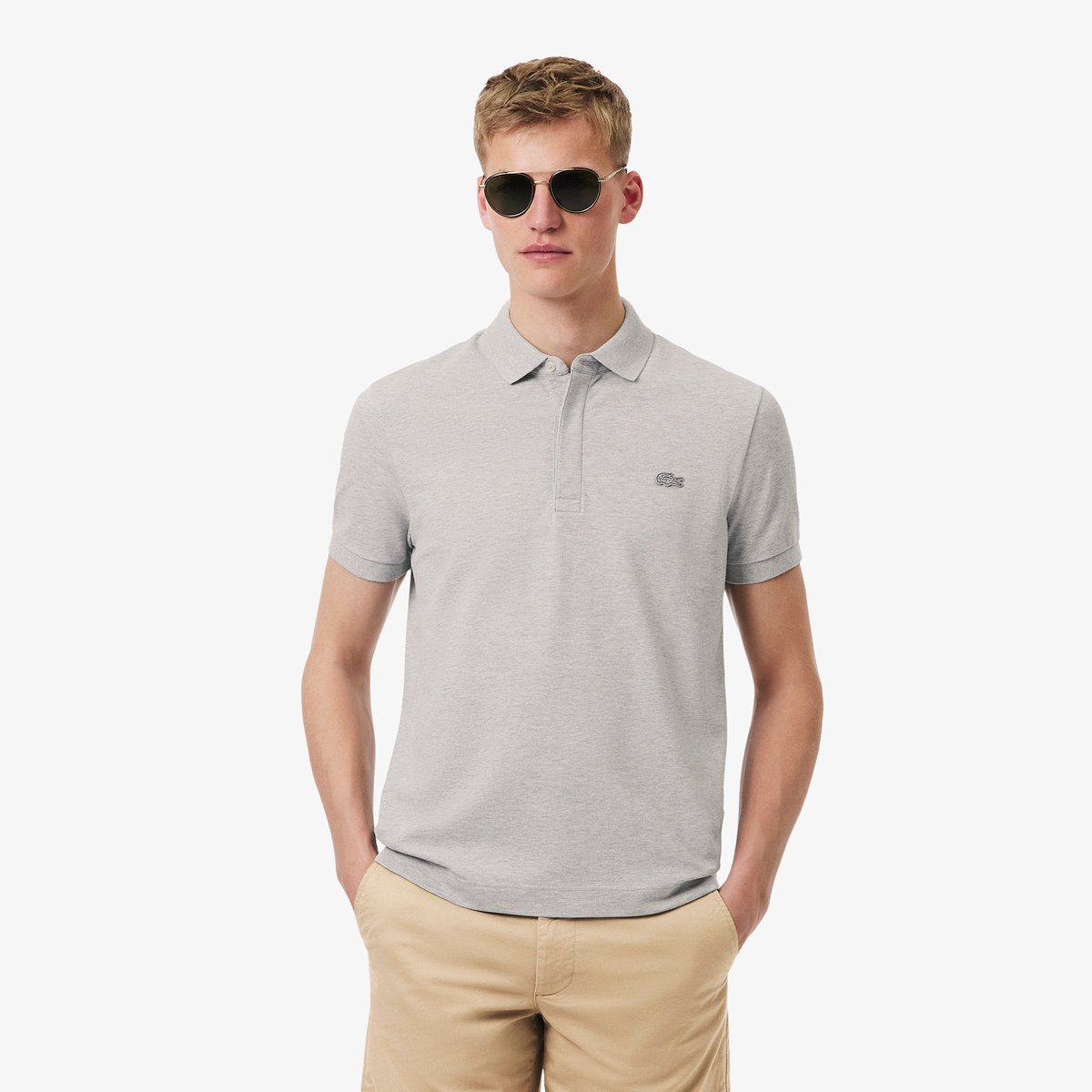 Polo Paris regular fit en Piqué stretch gris-cca, LACOSTE