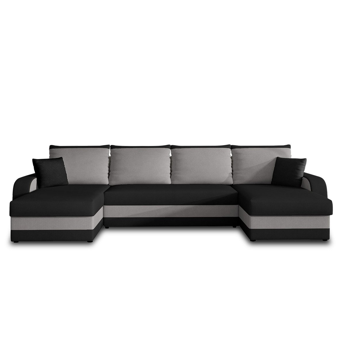 Canapé Panoramique Convertible 7 places - VALOS noir / gris, BEST MOBILIER