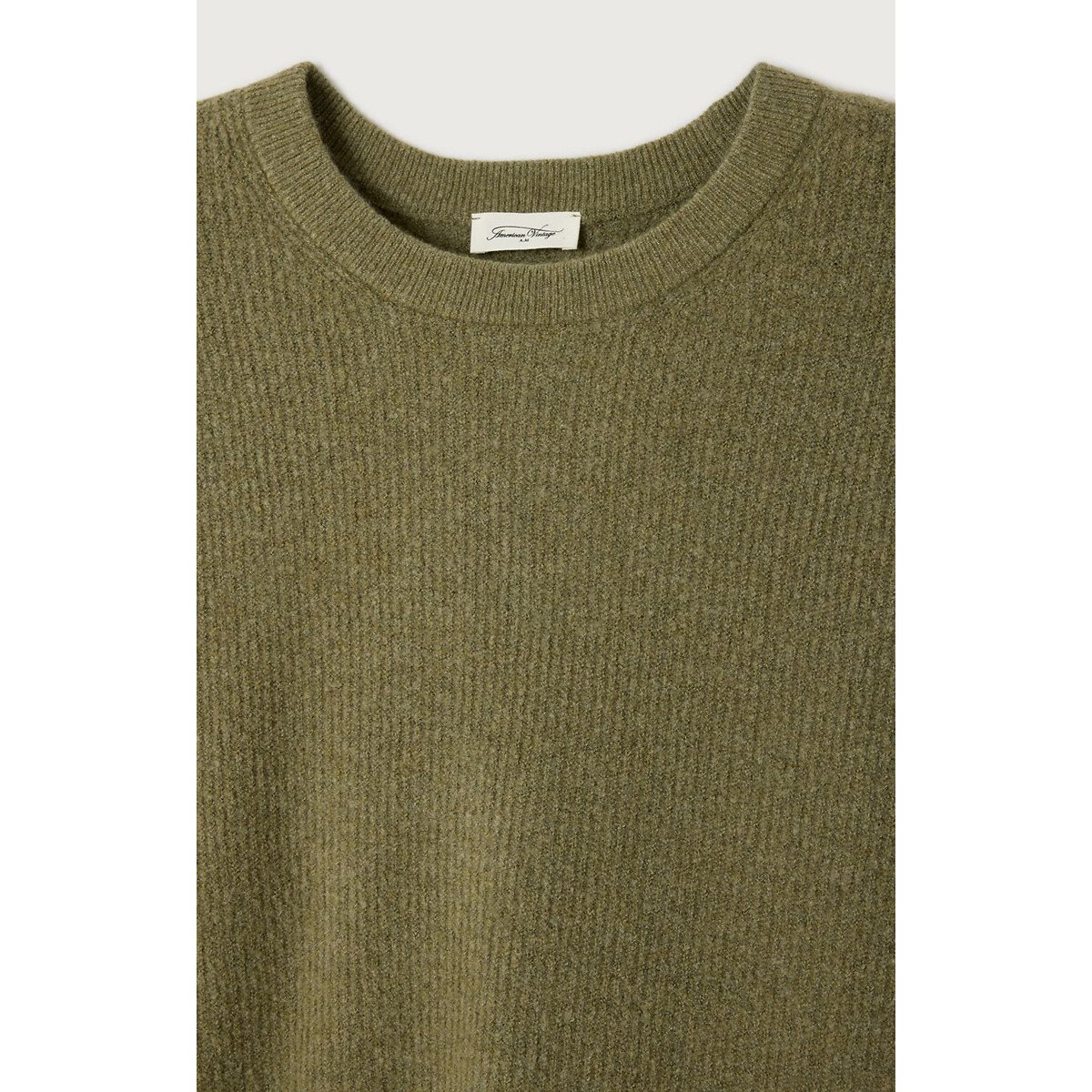 Pull col rond, DAMSVILLE vert kaki, AMERICAN VINTAGE