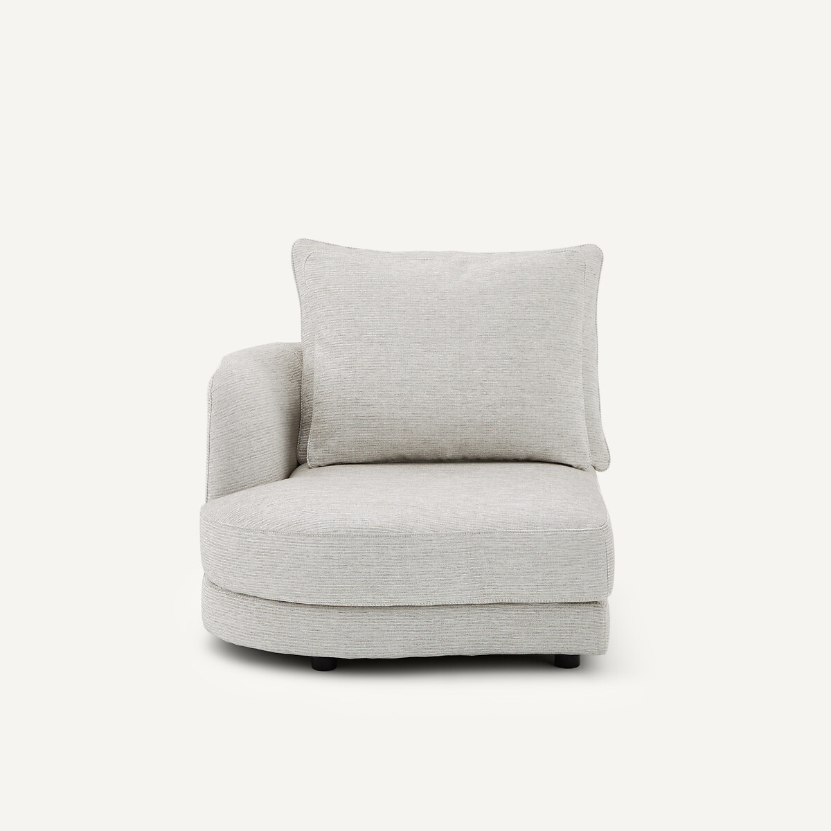 Linkes, abgerundetes Sofa-Element, modular, aus recycelter Baumwolle, TIBERIO hellgrau, AM.PM