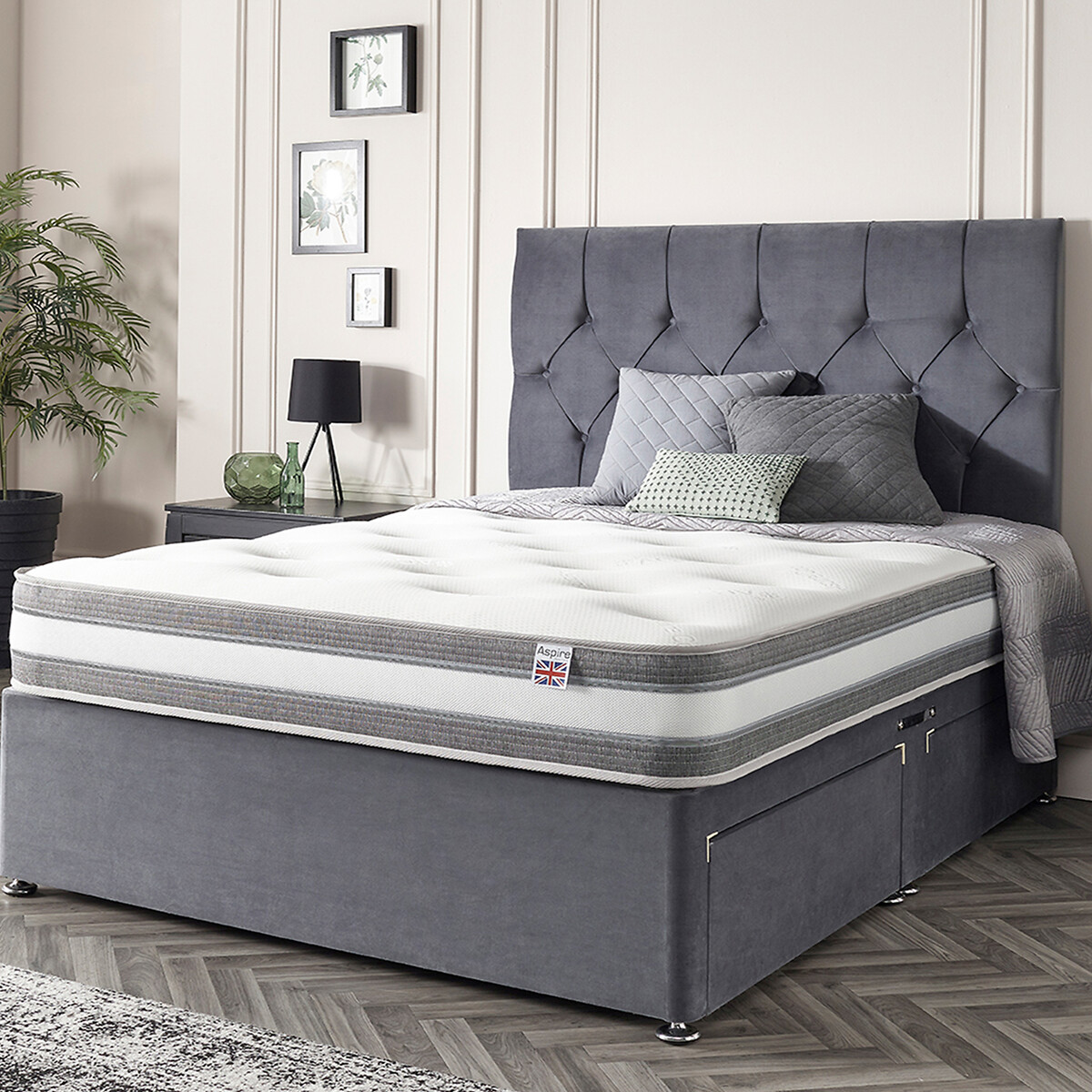 Aspire Deep Cashmere 1000 Pocket Tufted Mattress white, ASPIRE