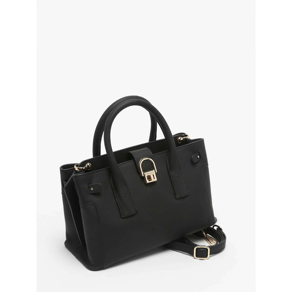 Sac porté main S Equestre cuir noir, ETRIER