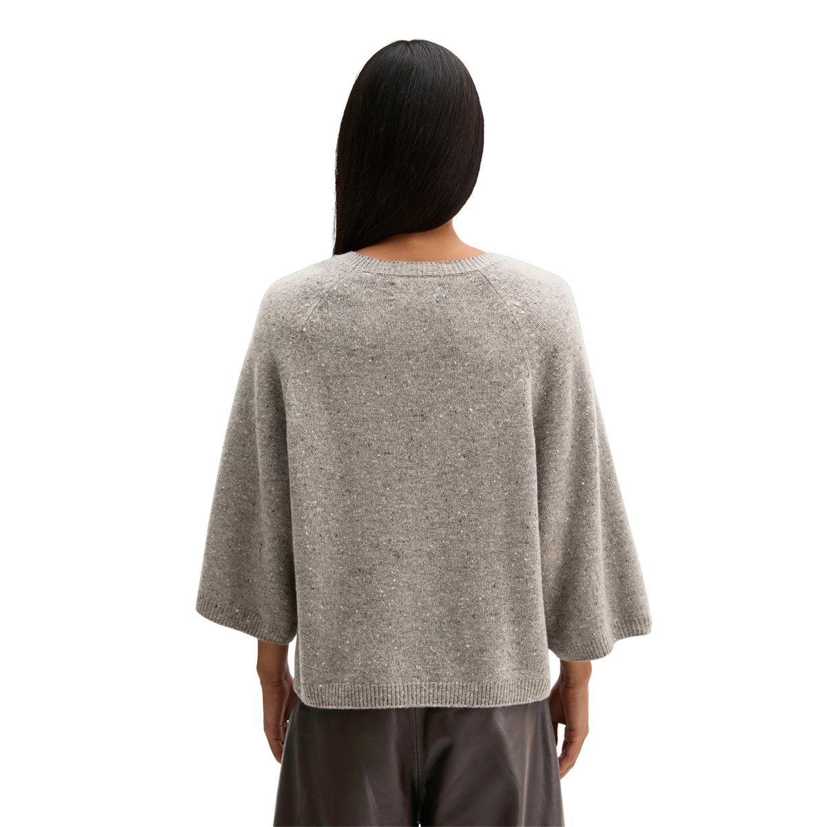 Pull en tweed, coupe classique en mélange de laine vierge beige, MARC O'POLO