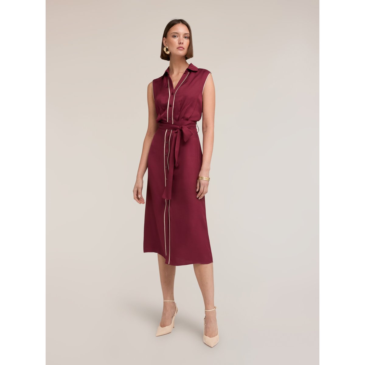 Robe chemisier avec ceinture burgundy, MOTIVI