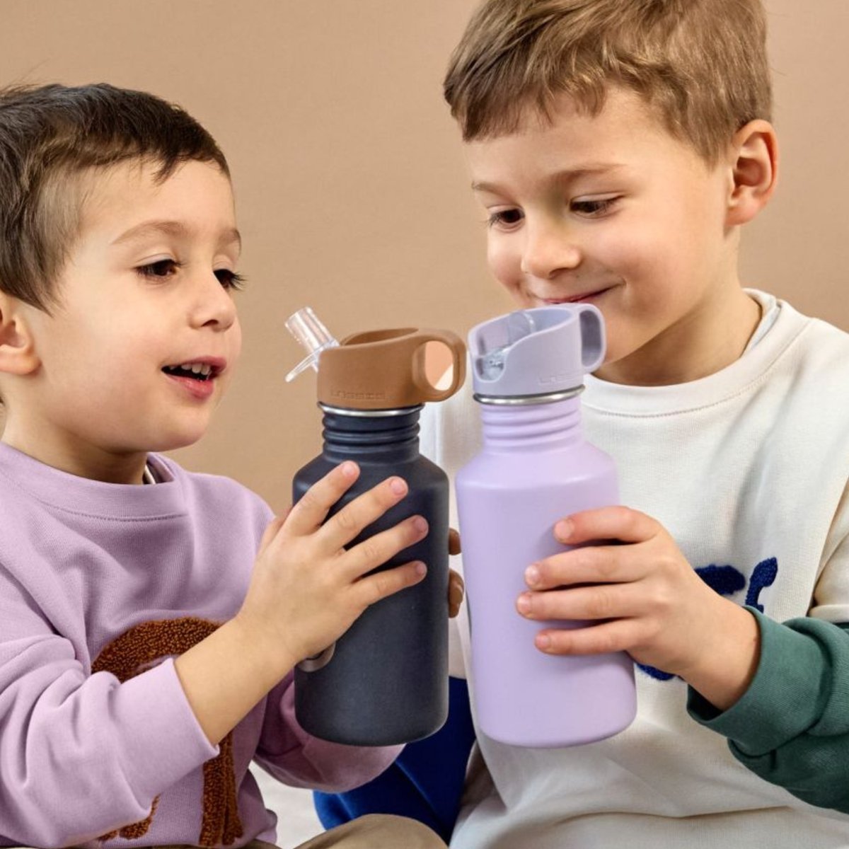 Gourde pour enfant inox Little Gang Coeur mauve, LASSIG