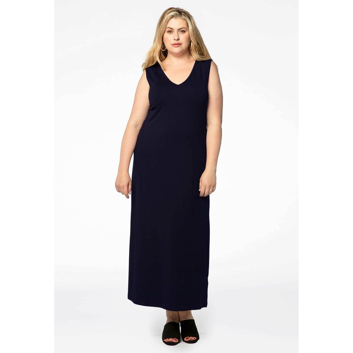 Robe maxi avec v-cou marine, YOEK