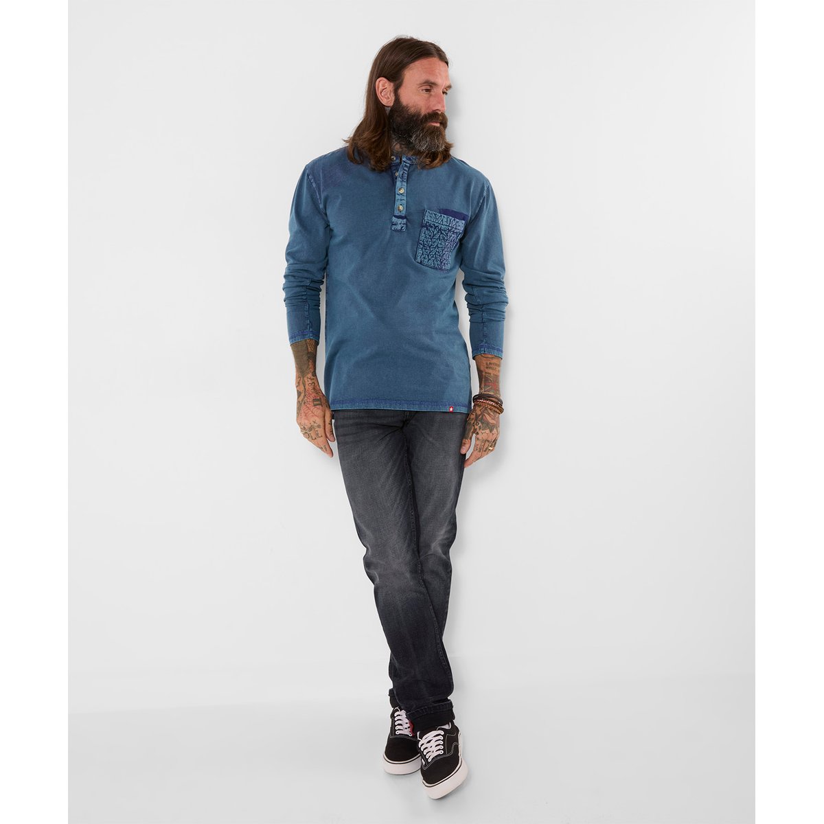 Incroyable Henley Indigo Personnalisé bleu, JOE BROWNS