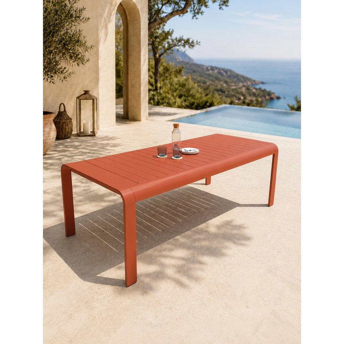 Ensemble repas de jardin en aluminium 6 places HANOI terracotta, DCB GARDEN
