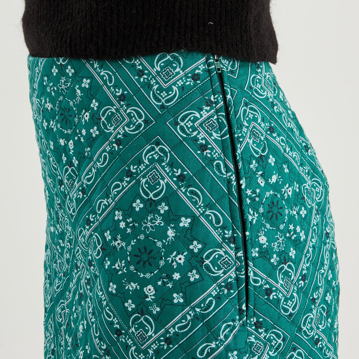 Jupe courte matelassée vert, GRAIN DE MALICE