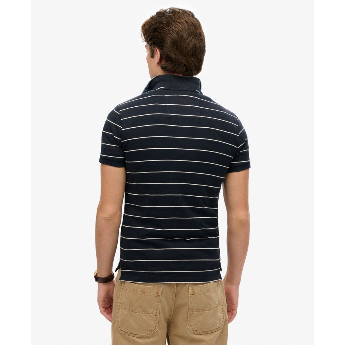 Polo en jersey Vintage Athletic rayé bleu marine éclipse, SUPERDRY
