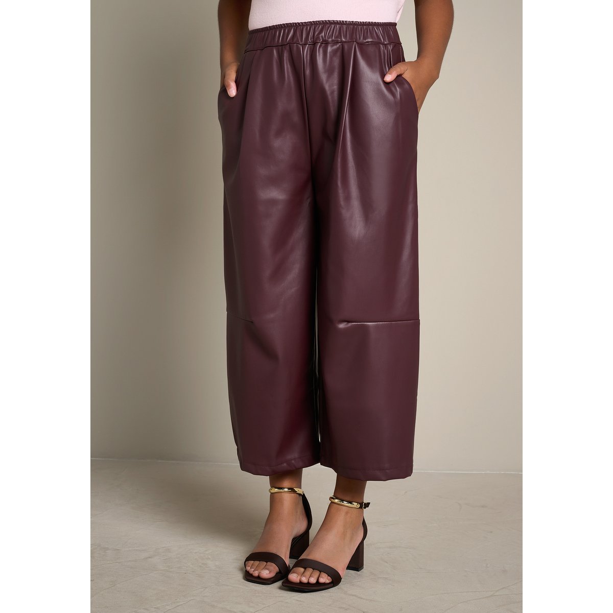 Pantalon large enduit bordeaux wine, LOLALIZA
