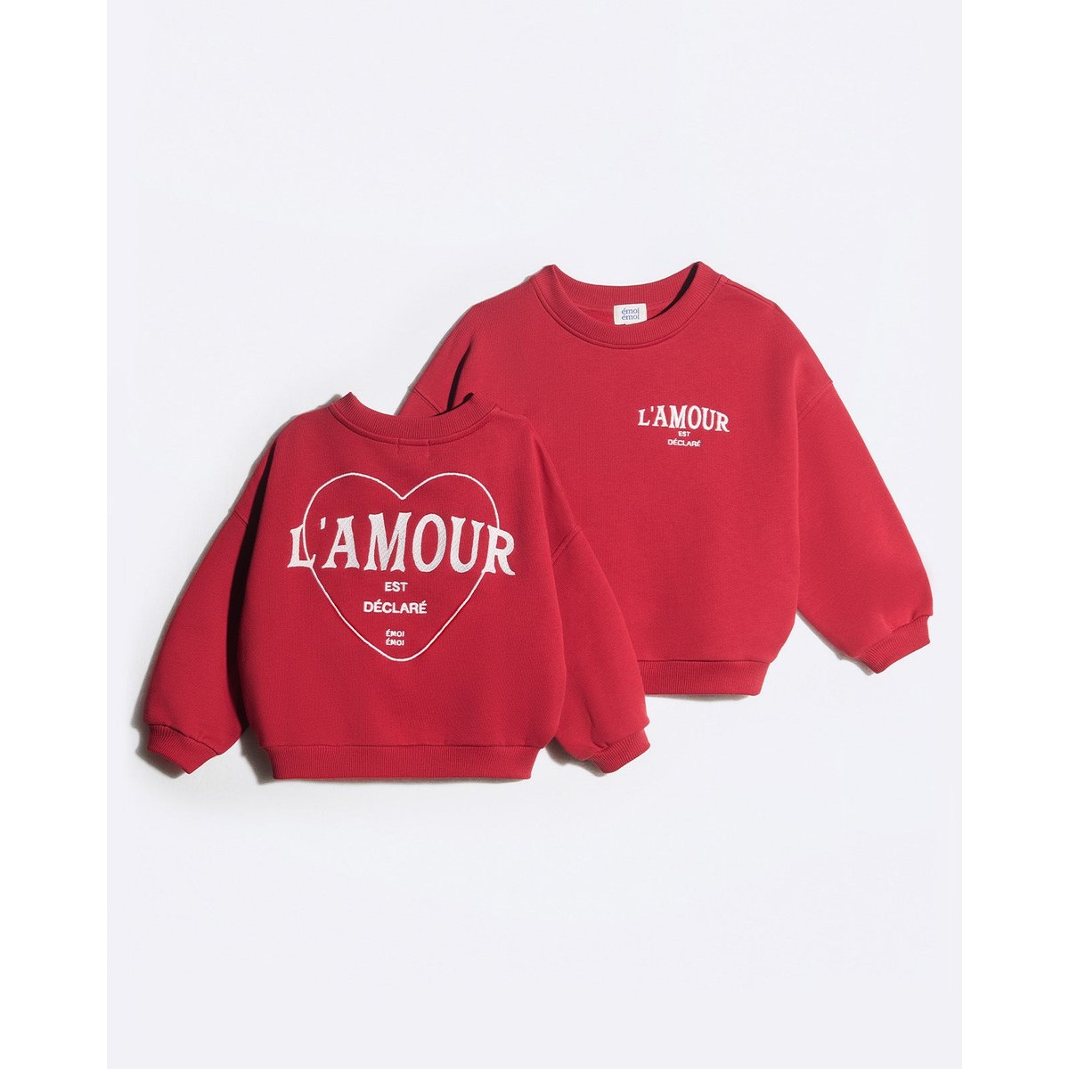 Sweat L'amour est déclaré brodé rouge crimson, EMOI EMOI
