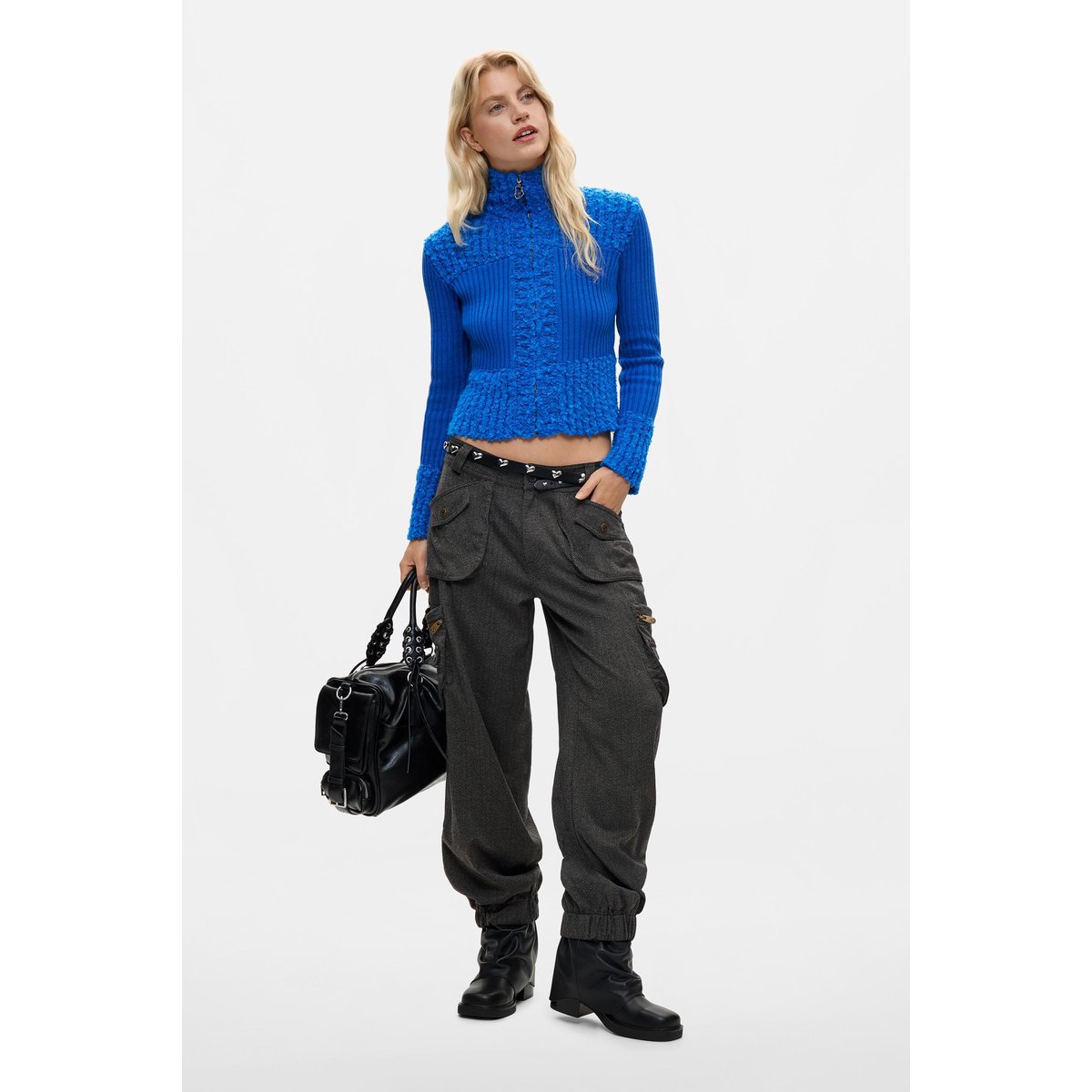 veste en maille ajourée bleu, DESIGUAL