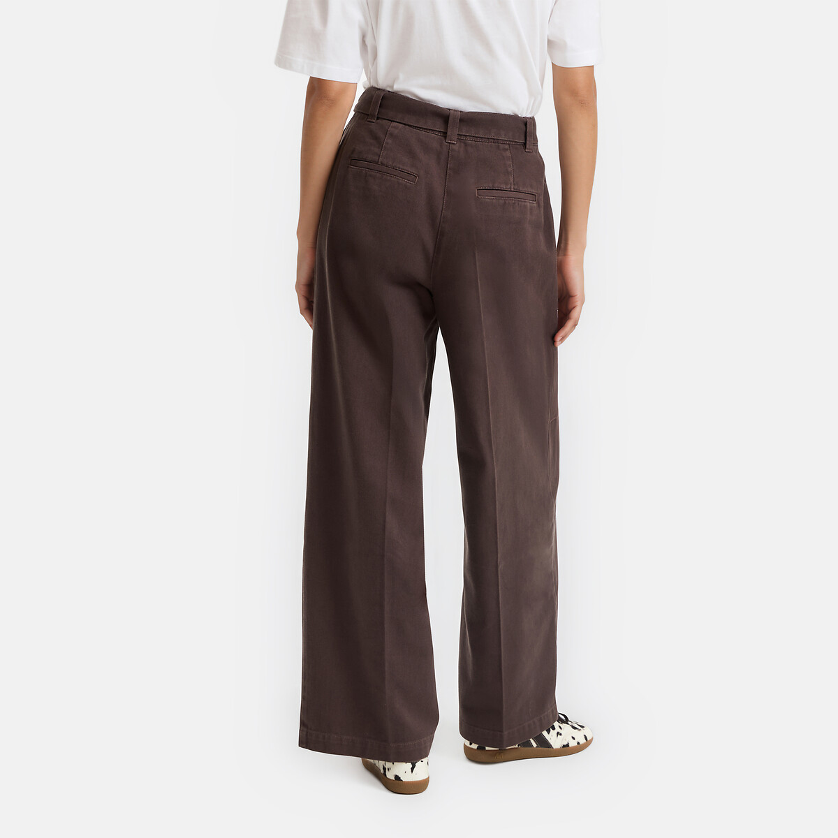Pantalon large à pinces, avec ceinture marron, LA REDOUTE COLLECTIONS